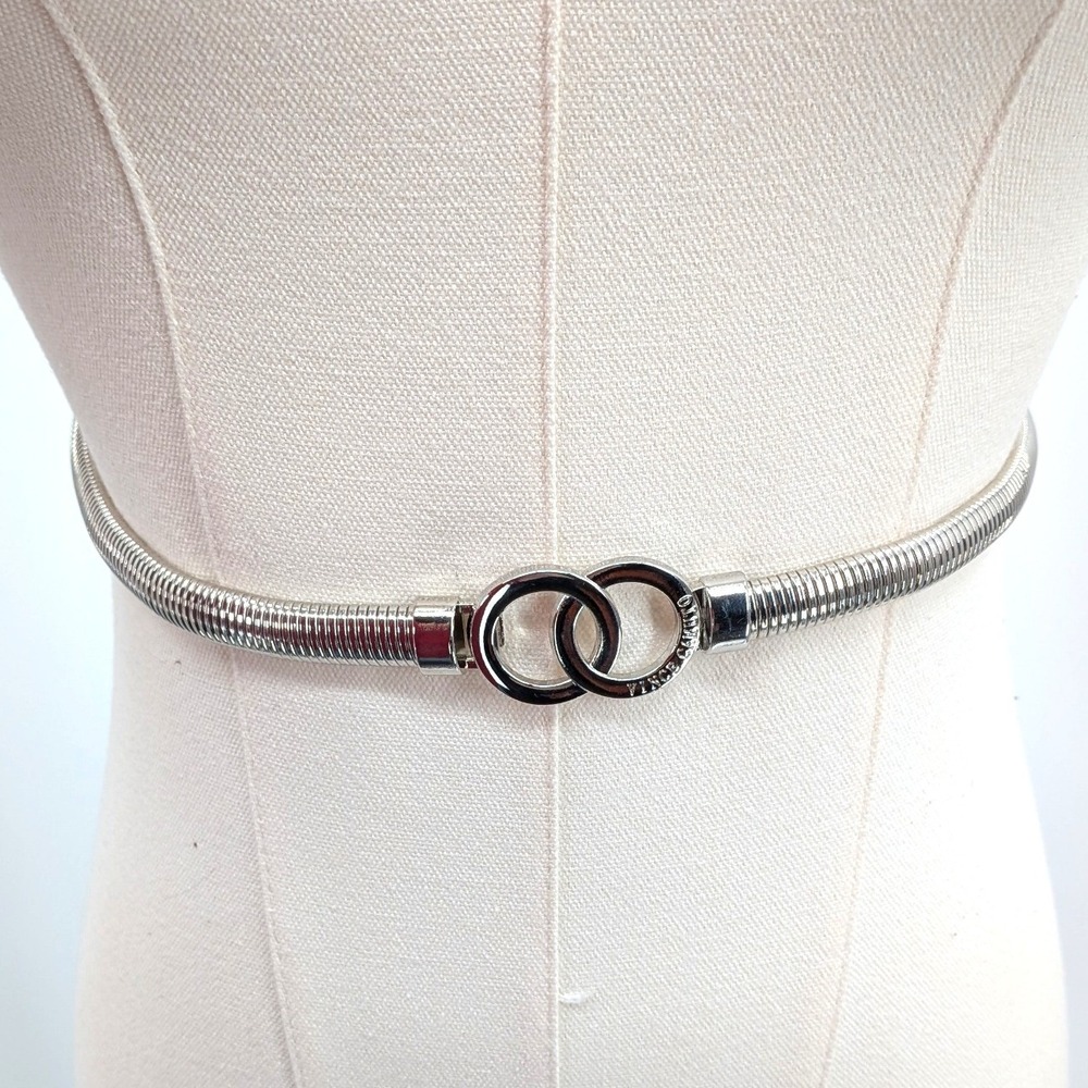 Vince Camuto Stretch Belt‎ Silver Chain Link Waist Minimalist Modern